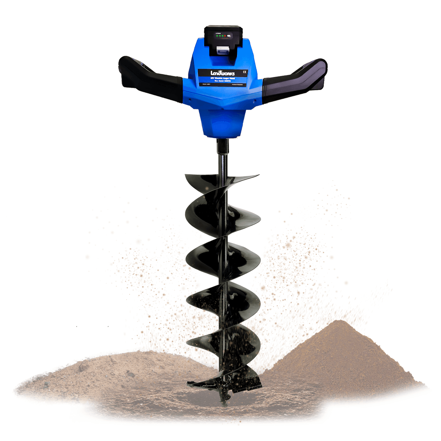 Landworks Electric Earth Auger and Drill Bit - 48V 2Ah Battery System, 6" x 30" Drill Bit, 3/4" Shaft - DIY Tools by GreatCircleUS