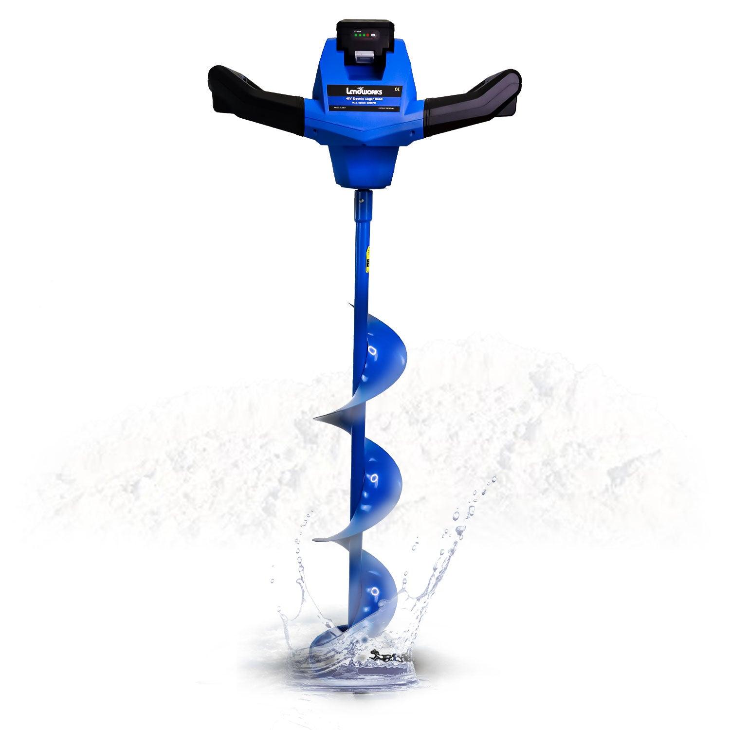 Landworks Electric Ice Auger - 48V 2Ah Battery System, 8" x 30" Drill Bit, 3/4" Shaft - Ice Fishing Ready - DIY Tools by GreatCircleUS