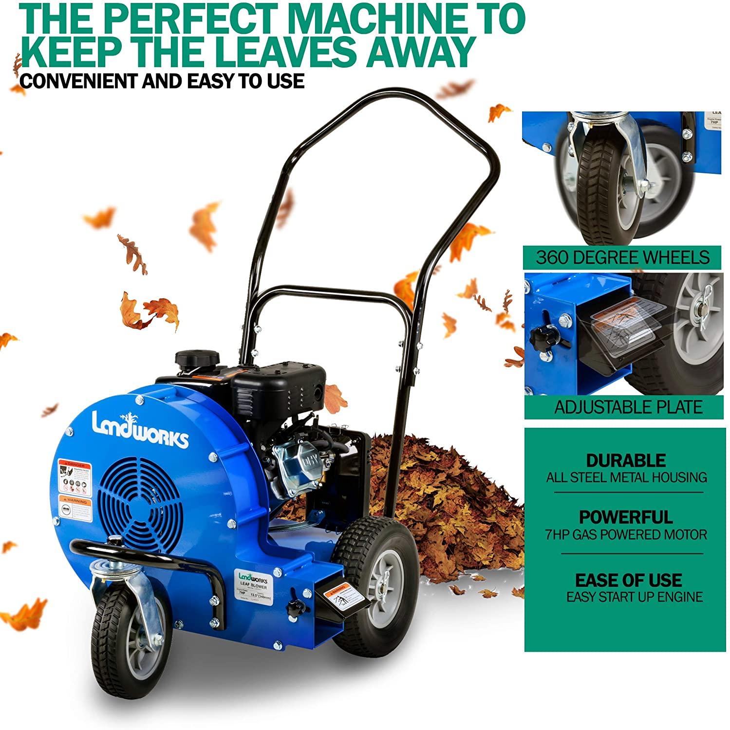 Landworks Walk-Behind Leaf Blower - 7HP 212CC Gas Engine 1500 CFM (Blue) - DIY Tools by GreatCircleUS