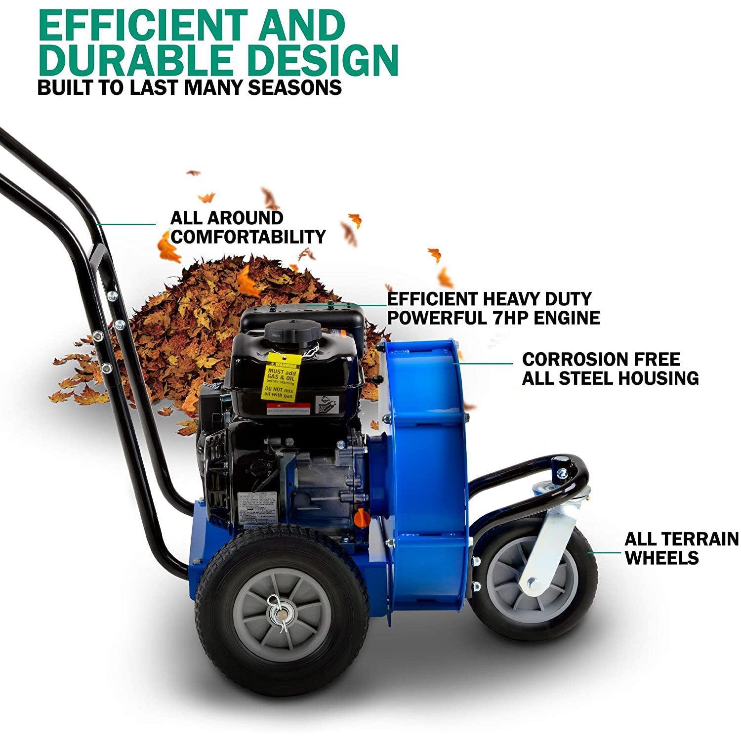 Landworks Walk-Behind Leaf Blower - 7HP 212CC Gas Engine 1500 CFM (Blue) - DIY Tools by GreatCircleUS