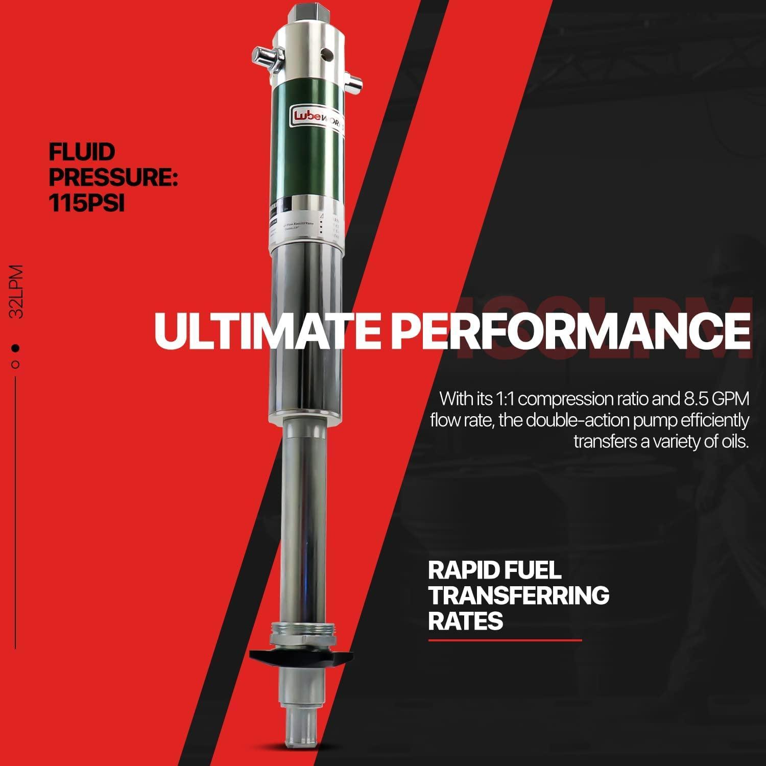 Lubeworks Oil Transfer Drum Pump Double Action 1:1 Fast High Flow Rate - DIY Tools by GreatCircleUS