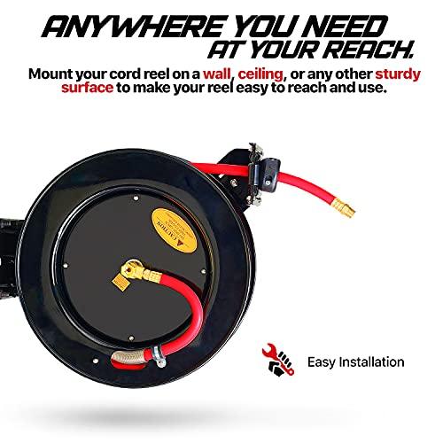 REELWORKS Air-Hose-Reel Retractable 3/8" x 50' ft Premium Commercial - DIY Tools by GreatCircleUS