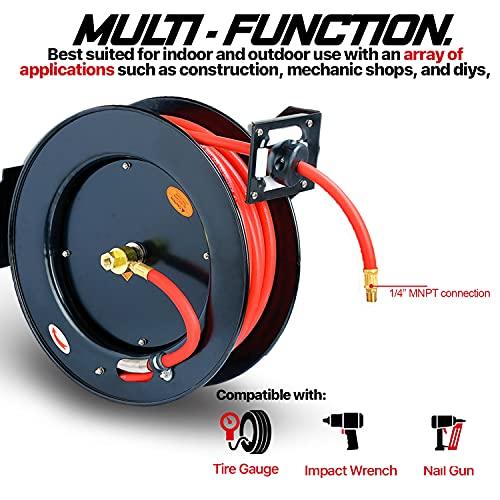 REELWORKS Air-Hose-Reel Retractable 3/8" x 50' ft Premium Commercial - DIY Tools by GreatCircleUS