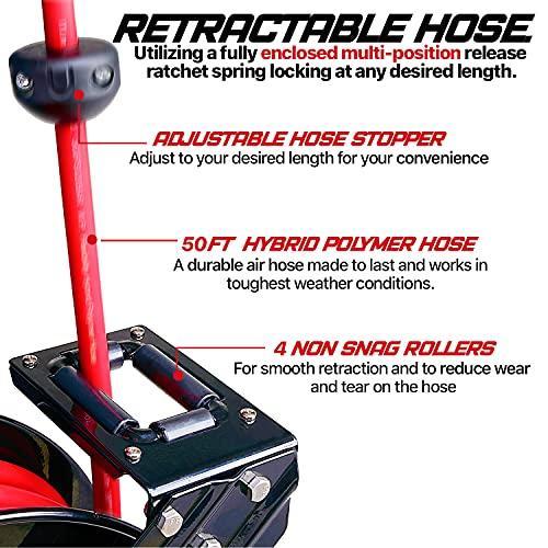 REELWORKS Air-Hose-Reel Retractable 3/8" x 50' ft Premium Commercial - DIY Tools by GreatCircleUS