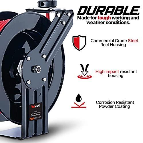 REELWORKS Air-Hose-Reel Retractable 3/8" x 50' ft Premium Commercial - DIY Tools by GreatCircleUS