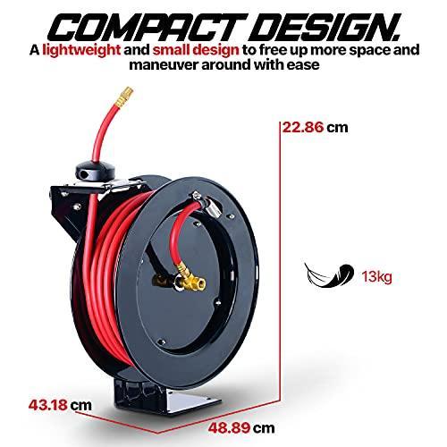 REELWORKS Air-Hose-Reel Retractable 3/8" x 50' ft Premium Commercial - DIY Tools by GreatCircleUS