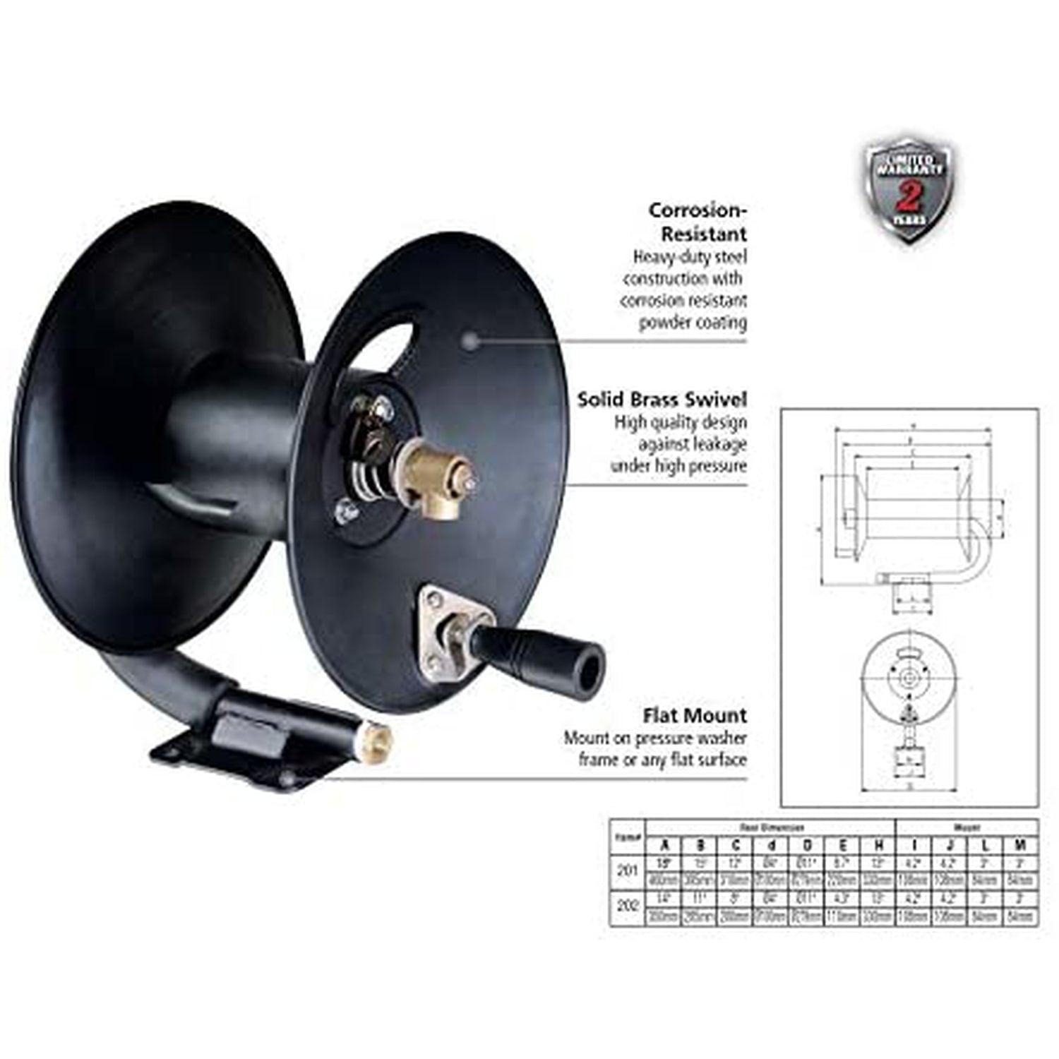 ReelWorks Air Hose Reel Retractable Hand Crank Reel 3/8" Inch x 50' Feet 300 PSI - DIY Tools by GreatCircleUS