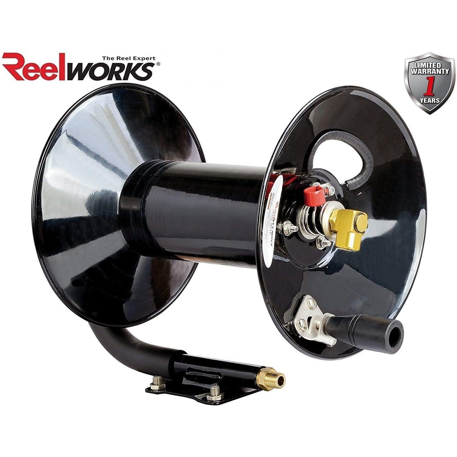 ReelWorks Air Hose Reel Retractable Hand Crank Reel 3/8" Inch x 50' Feet 300 PSI - DIY Tools by GreatCircleUS