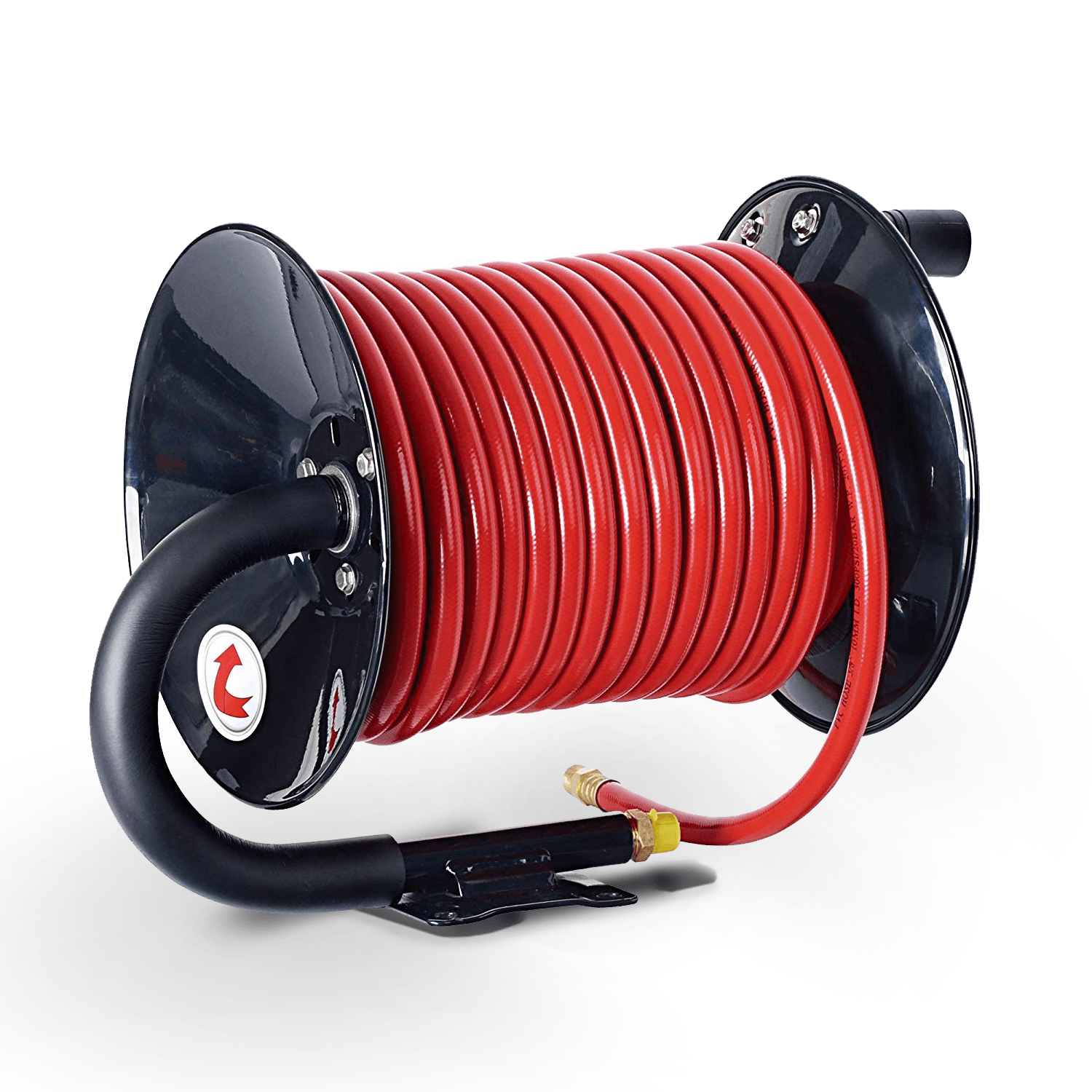100' Hand Manual Air Hose Reel with Lead Hose - Fits 3/8 x 100ft Air Hoses