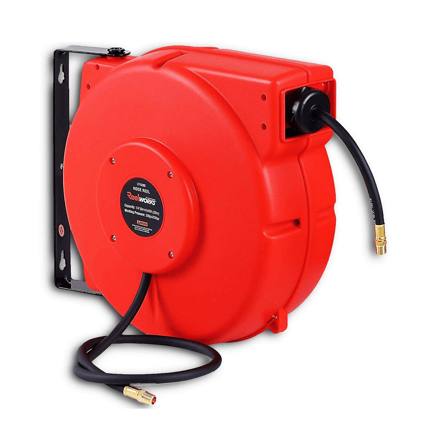 ReelWorks Mountable Retractable Air Hose Reel - 1/4" x  65'FT, 3' Ft Lead-In Hose, 1/4" NPT Connections - DIY Tools by GreatCircleUS