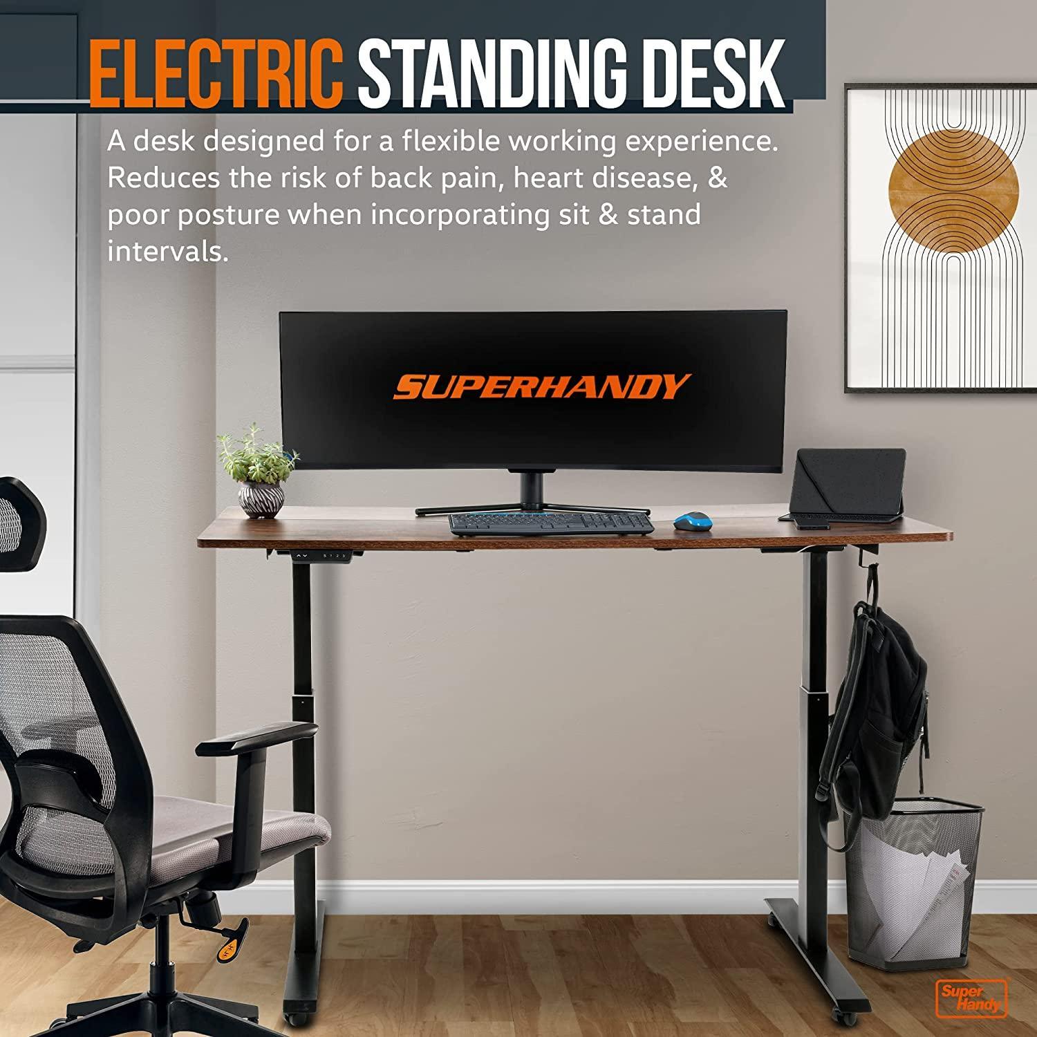 SuperHandy Adjustable Standing Desk - 60" x 30" Table-Top, Programmable Memory Presets, Wireless Charging Pad - DIY Tools by GreatCircleUS
