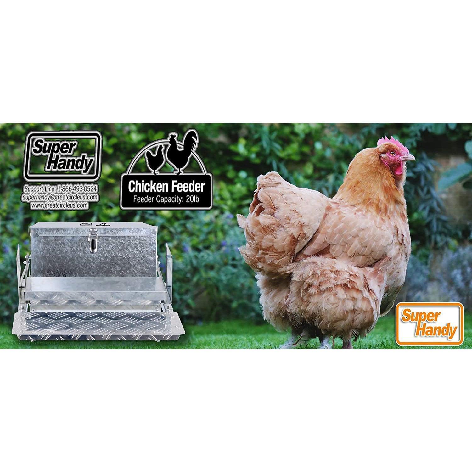 SuperHandy Automatic Chicken Feeder - 20lbs Capacity, Stainless Steel Construction - DIY Tools by GreatCircleUS