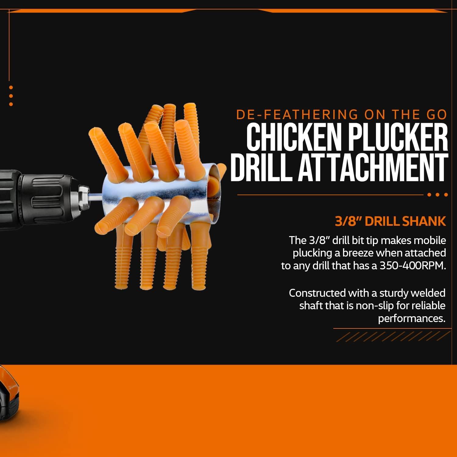 SuperHandy Chicken Plucker Drill Attachment - 3/8" Shank, 21 Fingers, Fits Standard Drill/Impacts - DIY Tools by GreatCircleUS