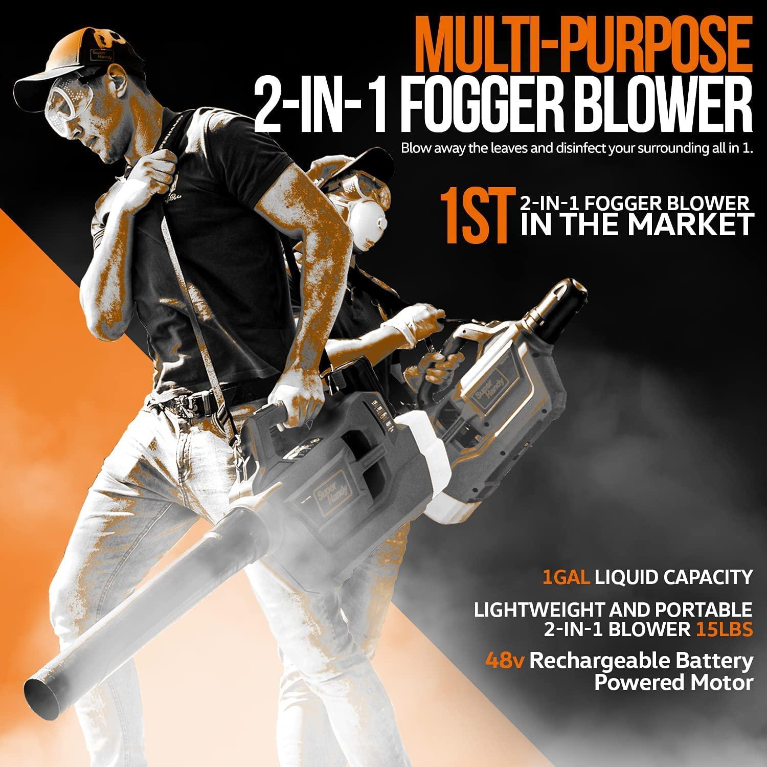 SuperHandy Electric 2-in-1 Leaf Blower & Disinfectant Fogger 48V 2Ah Cordless Battery System (Orange) - DIY Tools by GreatCircleUS