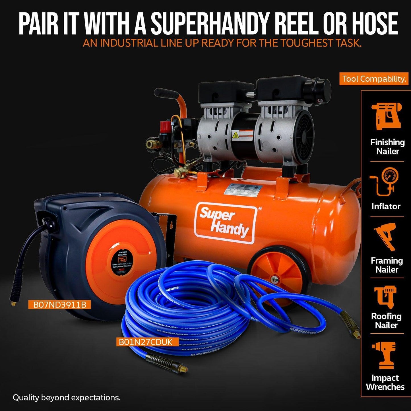 SuperHandy Electric Air Compressor - 120V Corded, 6.3 Gal, 120PSI Max Pressure Output - DIY Tools by GreatCircleUS
