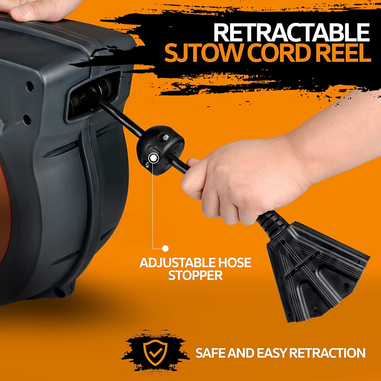 SuperHandy Mountable Retractable Extension Cord Reel - 16AWG x 50' Ft