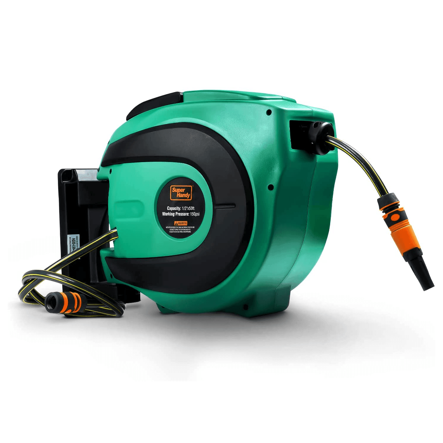 SuperHandy Mountable Retractable Water Hose Reel  - 1/2" x  50' Ft, 3/4" Female Threaded Connection - DIY Tools by GreatCircleUS