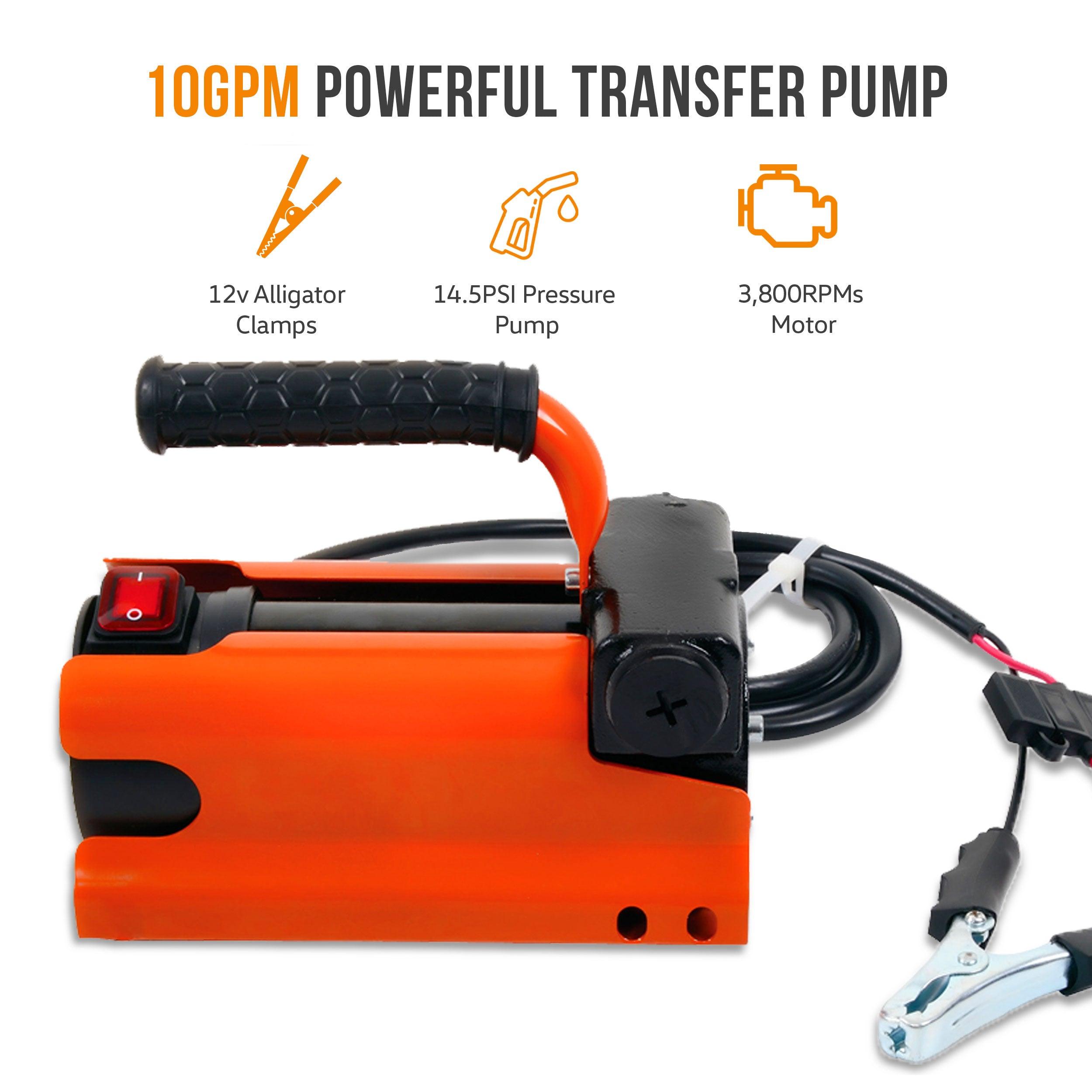 SuperHandy Portable Diesel Fuel Transfer Pump Kit - 12V, 10GPM, 3/4 N