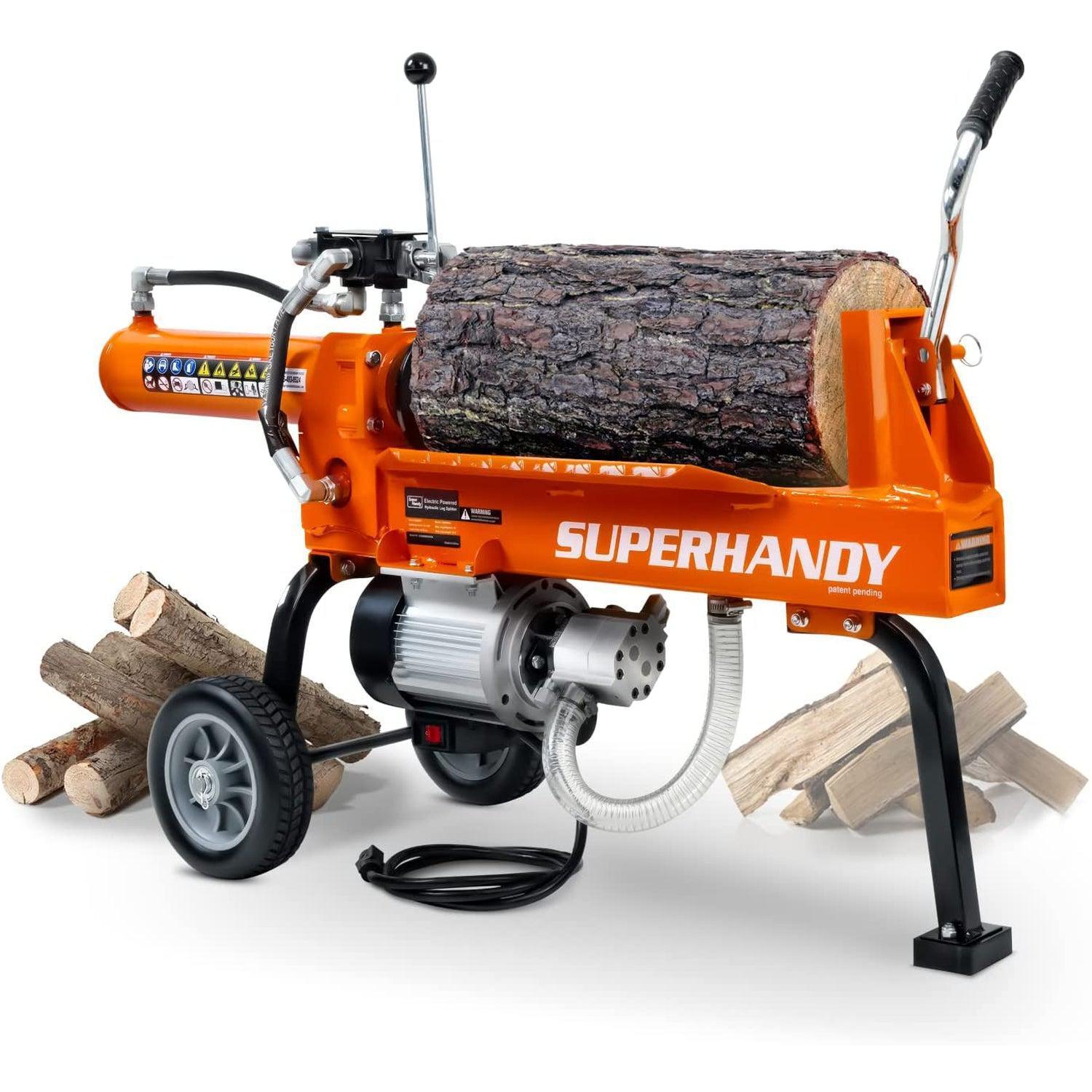 SuperHandy Portable Electric Log Splitter - 120V Corded, 14-Ton Hydraulic System, Max 14" Log Diameter - DIY Tools by GreatCircleUS