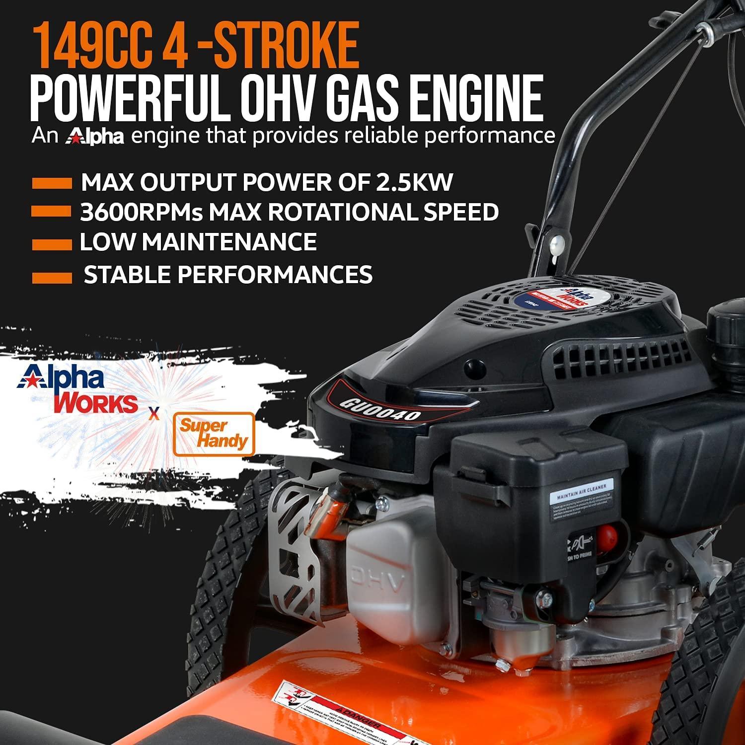 SuperHandy Walk-Behind String Trimmer & Weed Whacker - 7HP Gas Engine, 21" Cutting Diameter - DIY Tools by GreatCircleUS